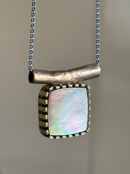 Abalone Shell Mixed Metal Necklace