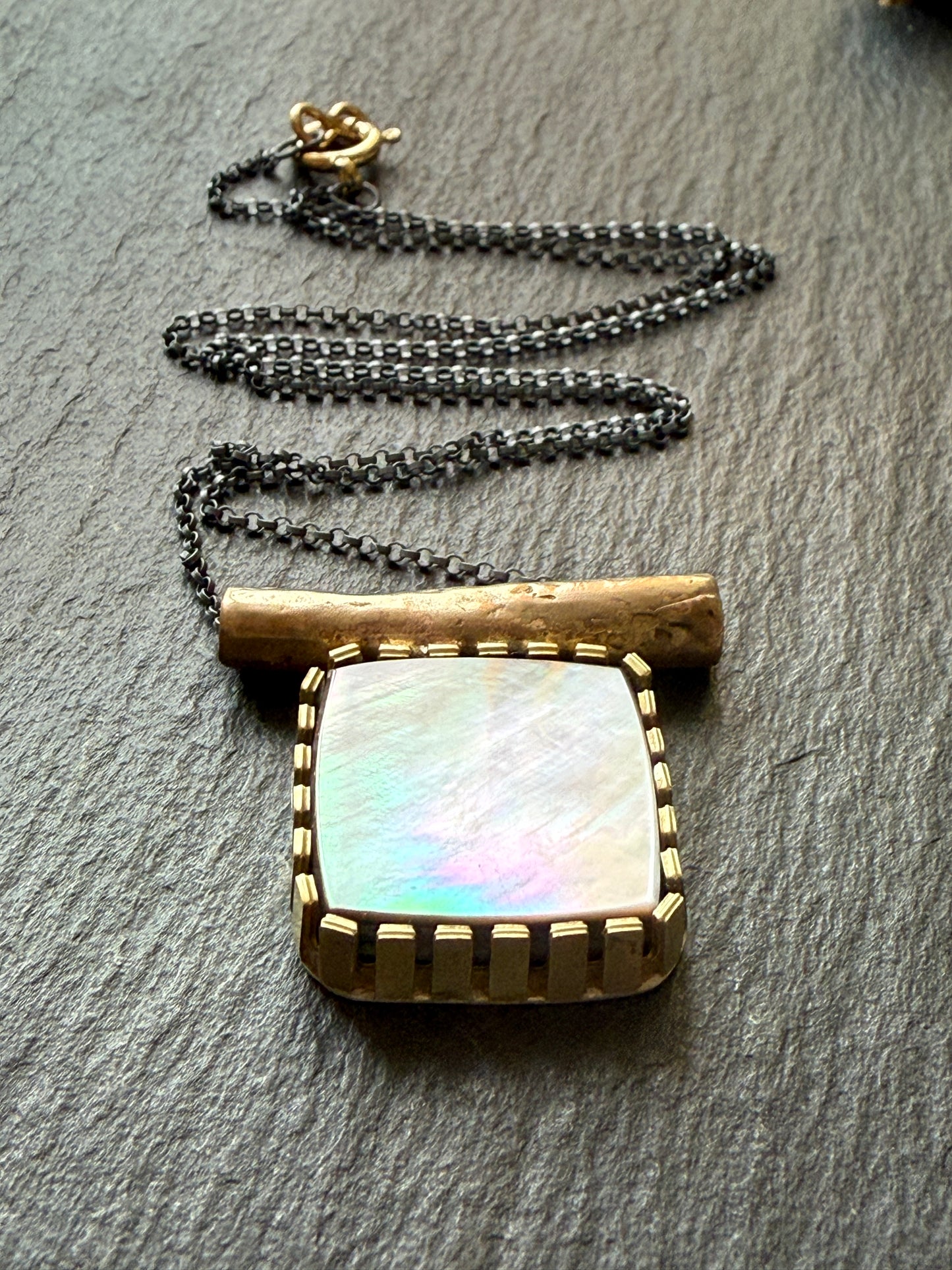 Abalone Shell Mixed Metal Necklace