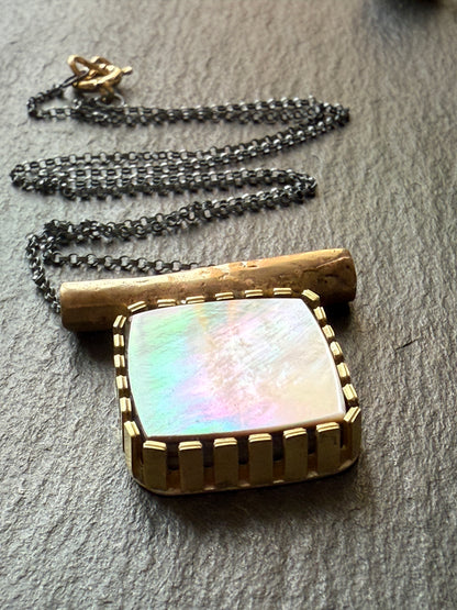 Abalone Shell Mixed Metal Necklace