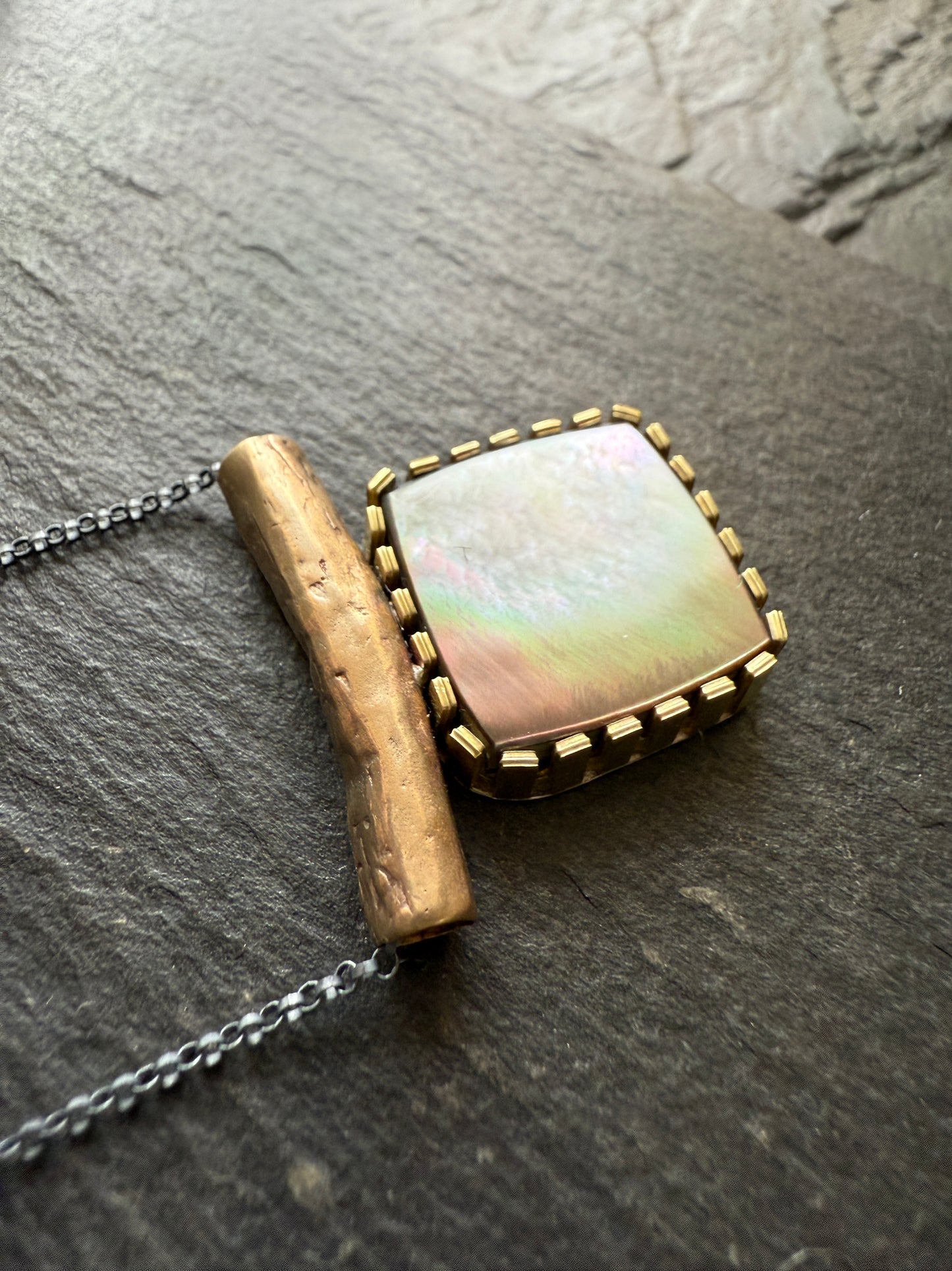 Abalone Shell Mixed Metal Necklace