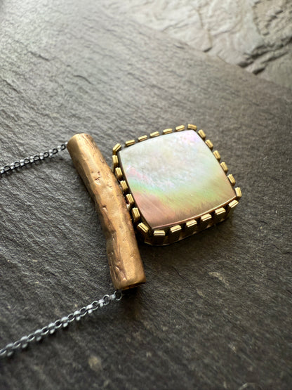 Abalone Shell Mixed Metal Necklace