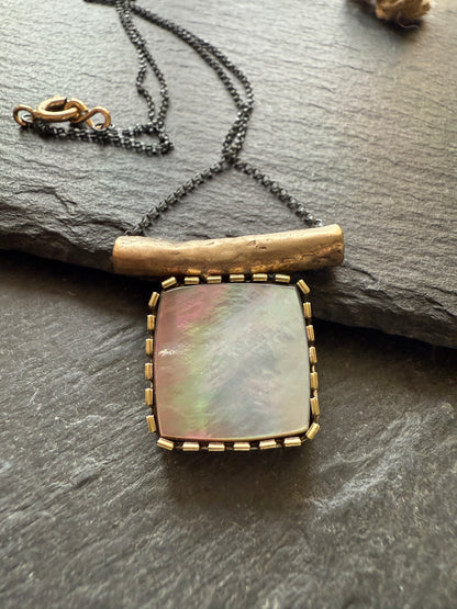 Abalone Shell Mixed Metal Necklace