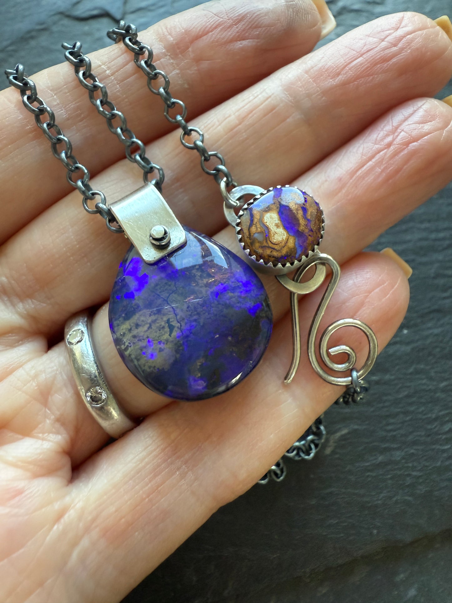 Purple Boulder Opal Necklace