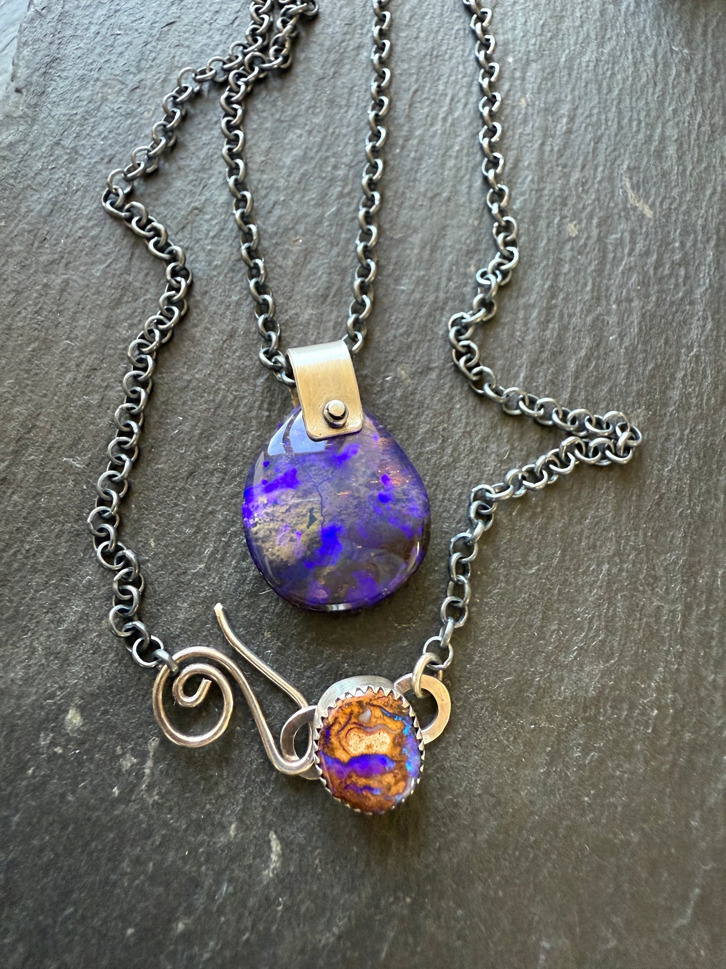 Purple Boulder Opal Necklace