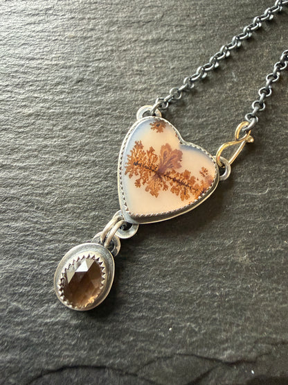 Agate and Smoky Topaz Pendant