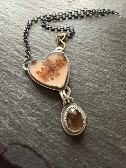 Agate and Smoky Topaz Pendant