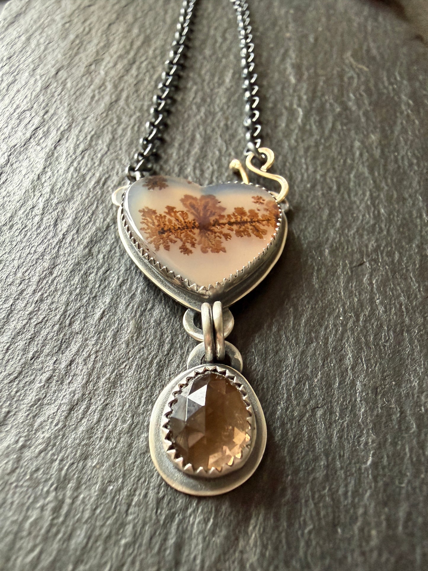 Agate and Smoky Topaz Pendant