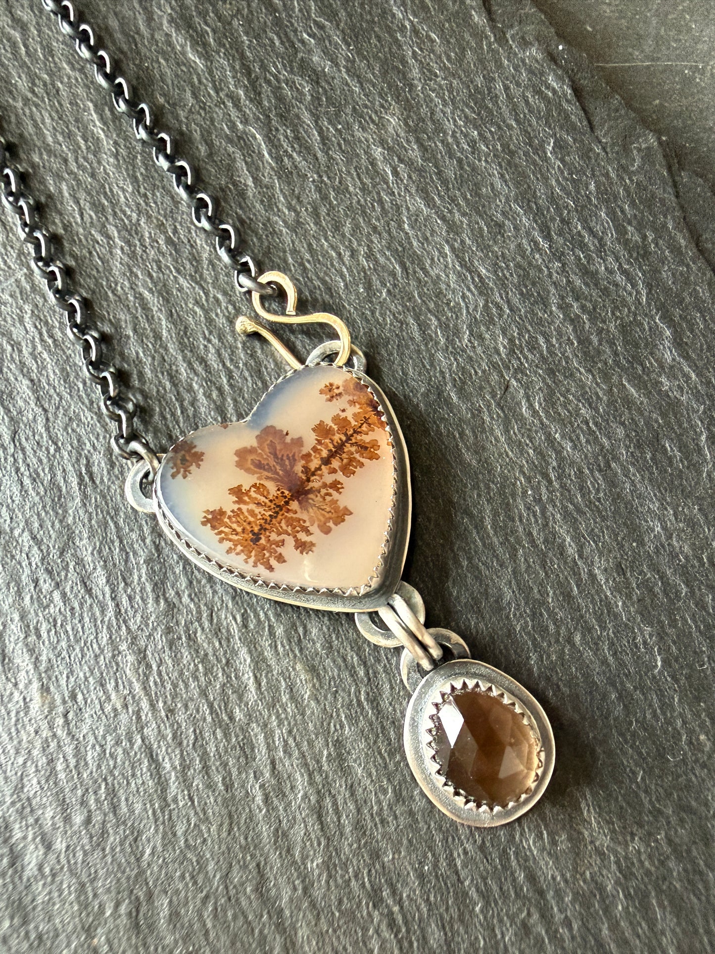 Agate and Smoky Topaz Pendant