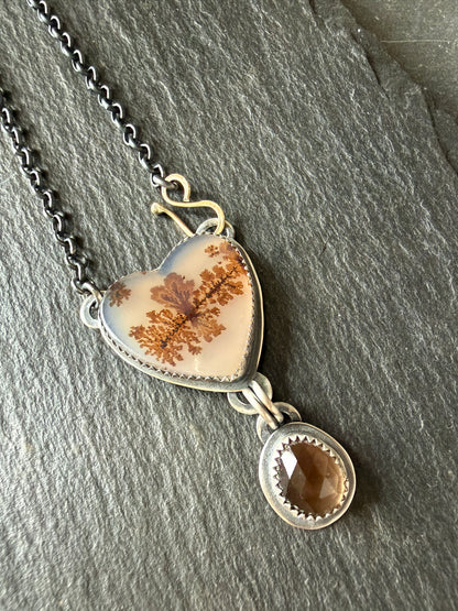 Agate and Smoky Topaz Pendant