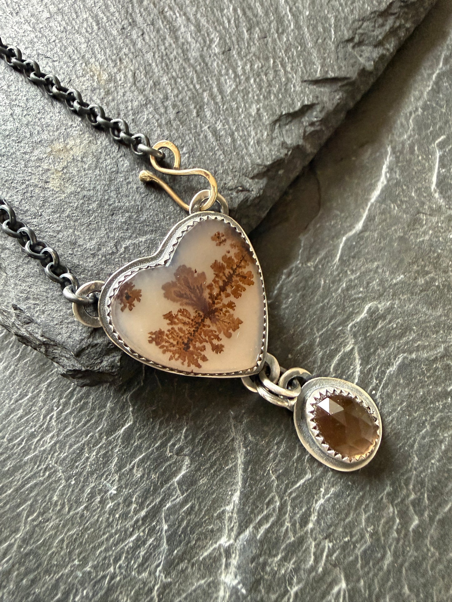 Agate and Smoky Topaz Pendant