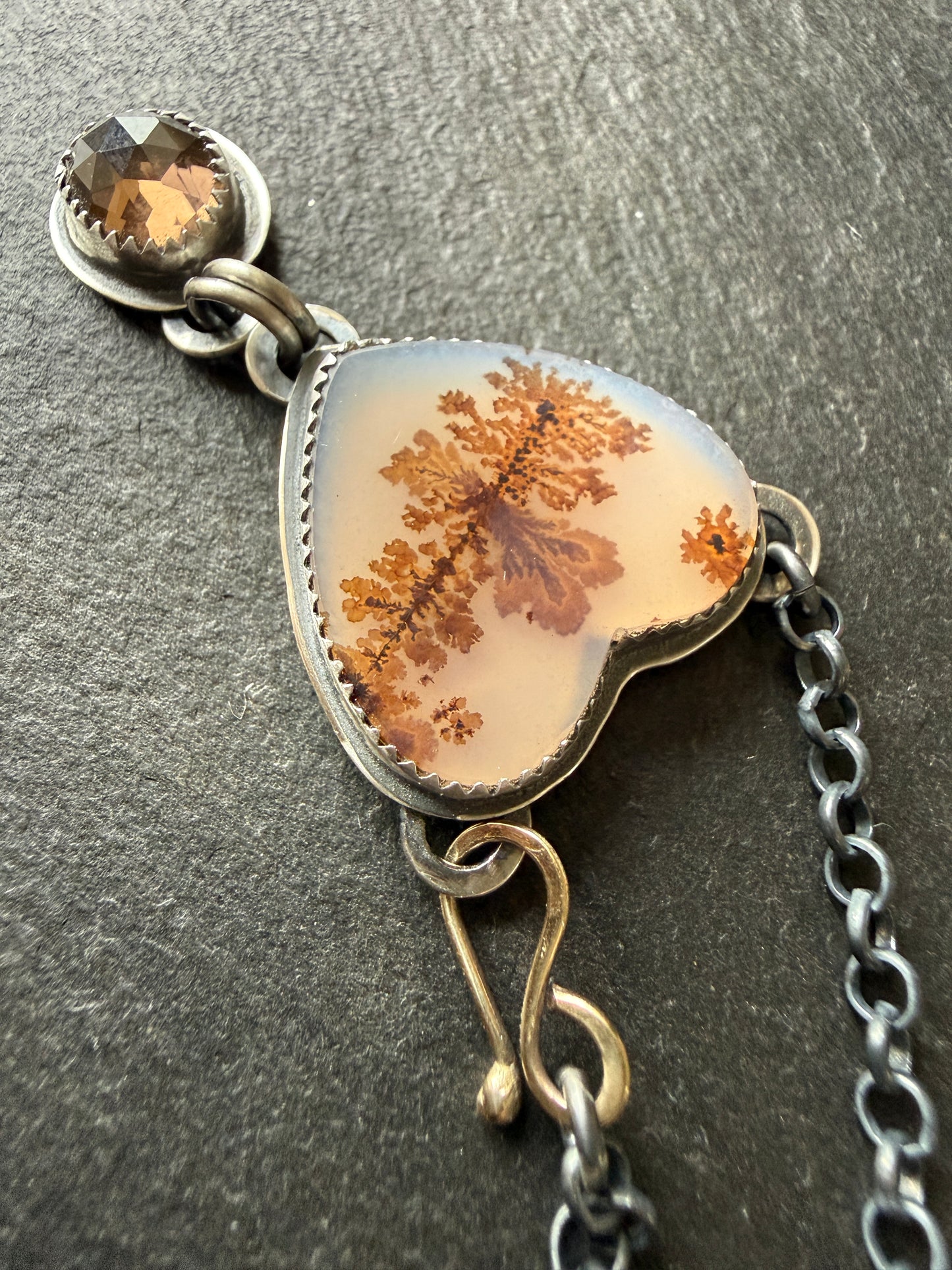 Agate and Smoky Topaz Pendant