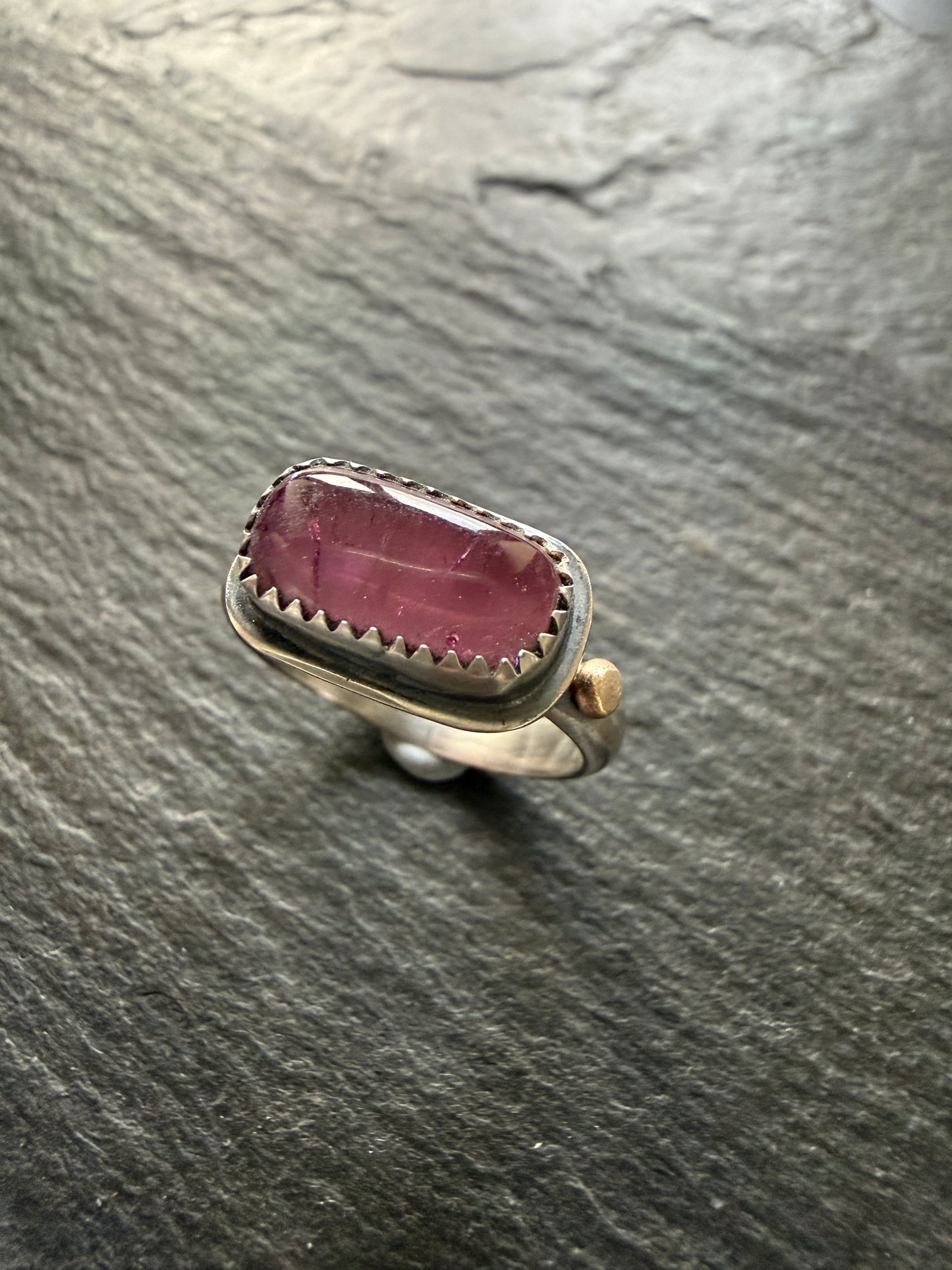 Pink Tourmaline Ring US 7 1/4 UK O