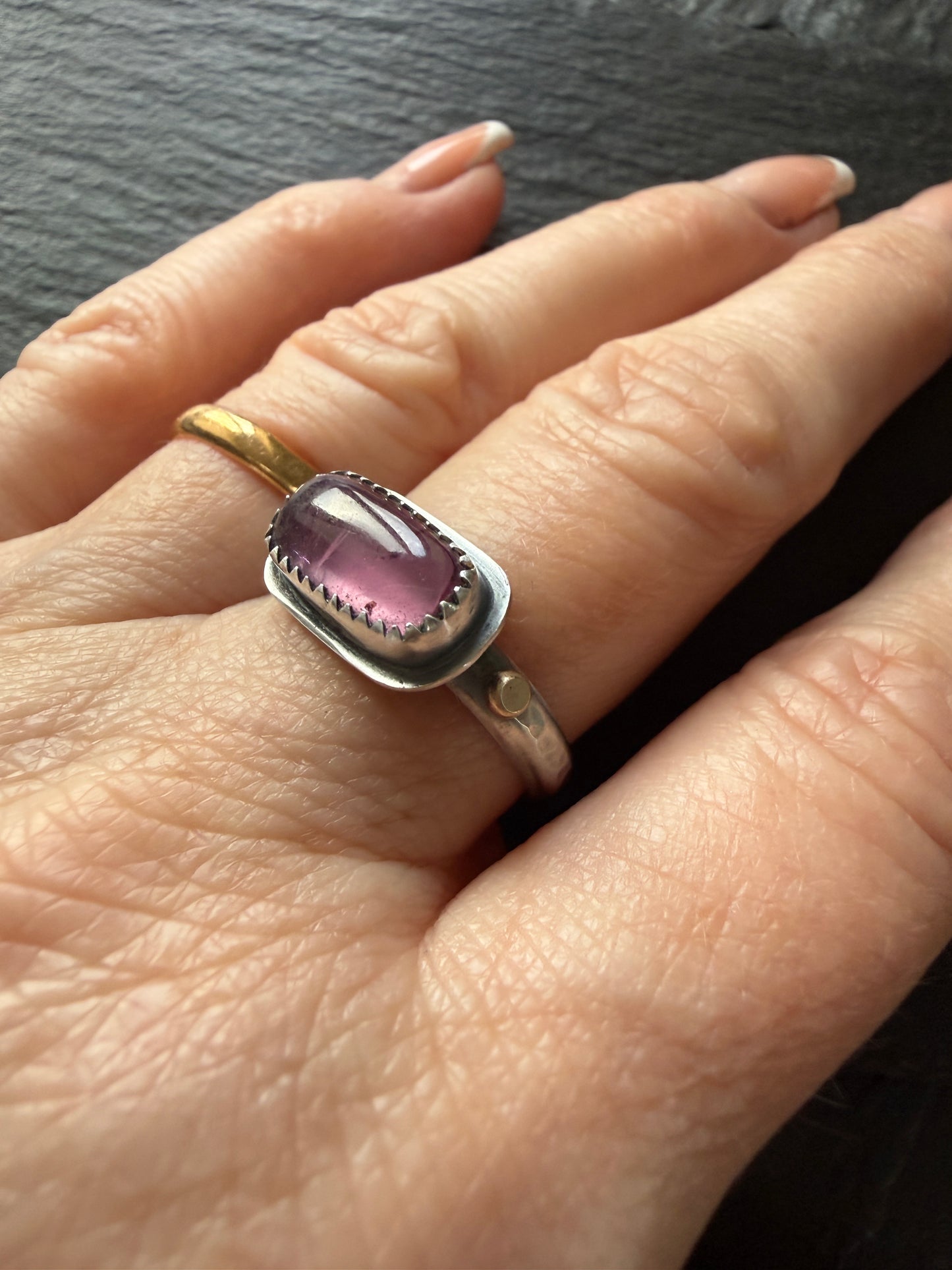 Pink Tourmaline Ring US 7 1/4 UK O