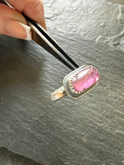 Pink Tourmaline Ring US 7 1/4 UK O