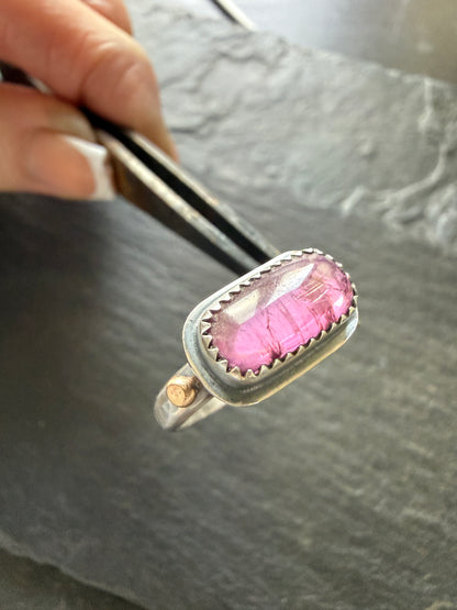 Pink Tourmaline Ring US 7 1/4 UK O