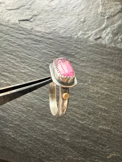 Pink Tourmaline Ring US 7 1/4 UK O