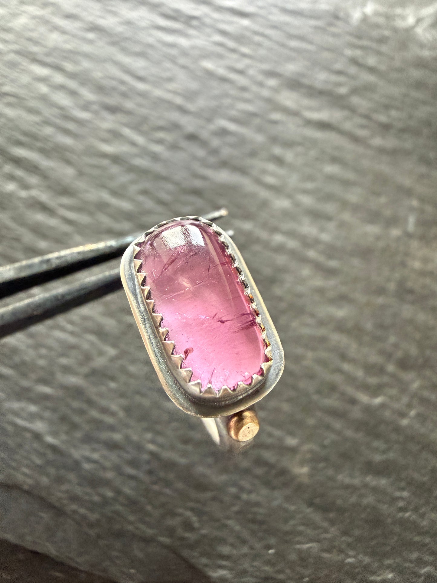 Pink Tourmaline Ring US 7 1/4 UK O