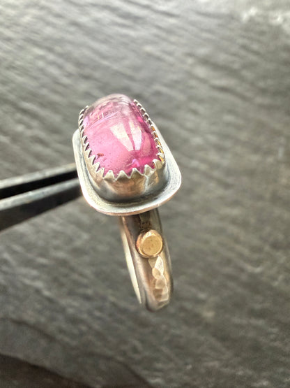 Pink Tourmaline Ring US 7 1/4 UK O