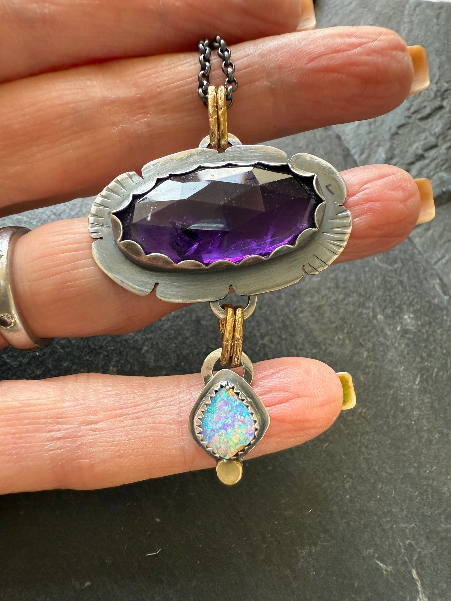 Opal and Amethyst Necklace