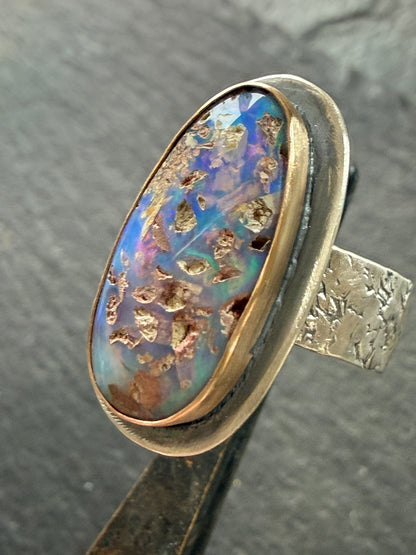 Boulder opal Ring US 6 1/2 UK M 1/2