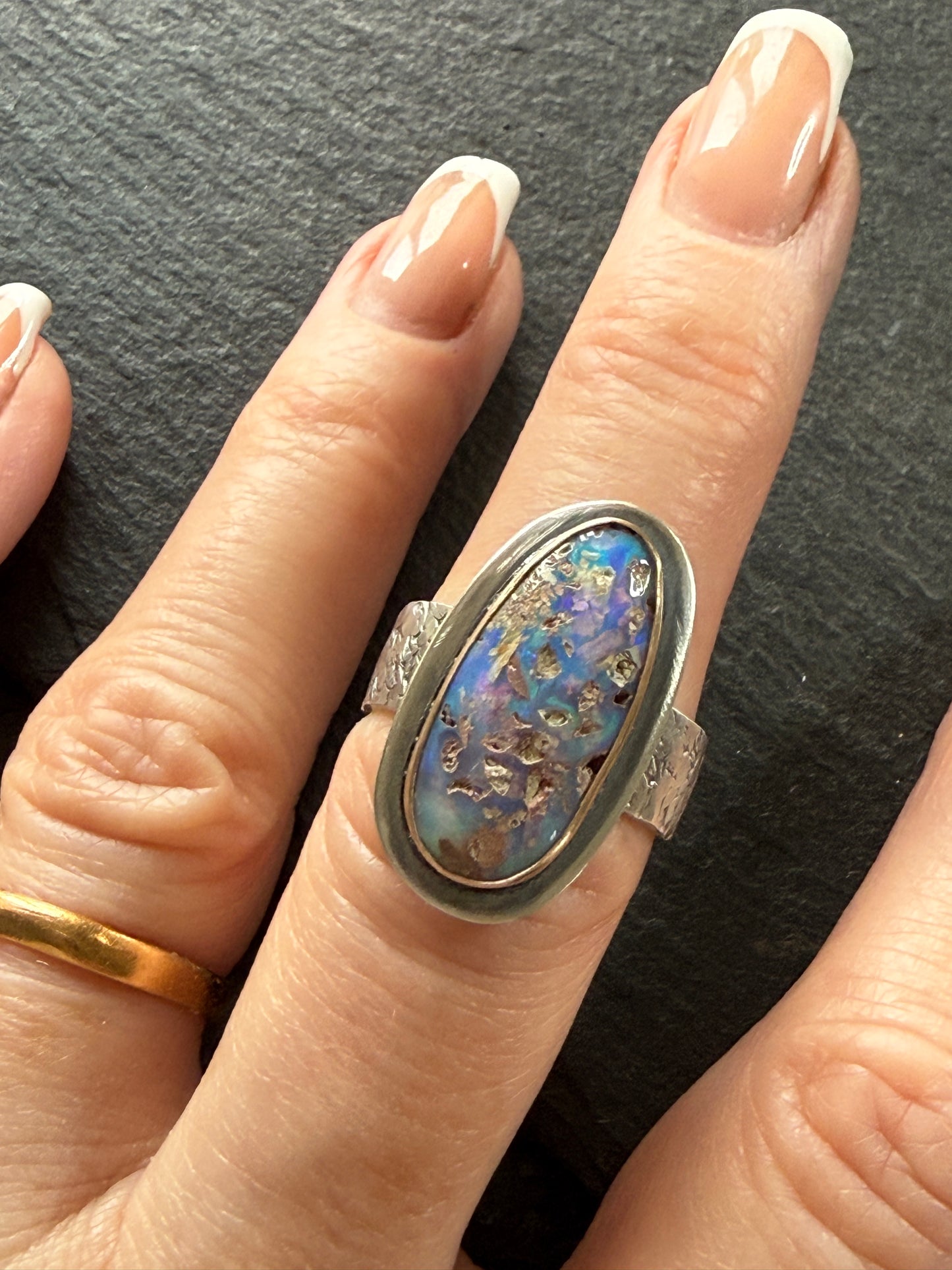 Boulder opal Ring US 6 1/2 UK M 1/2