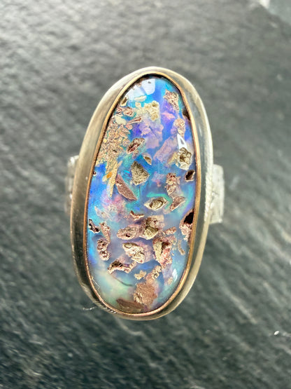 Boulder opal Ring US 6 1/2 UK M 1/2