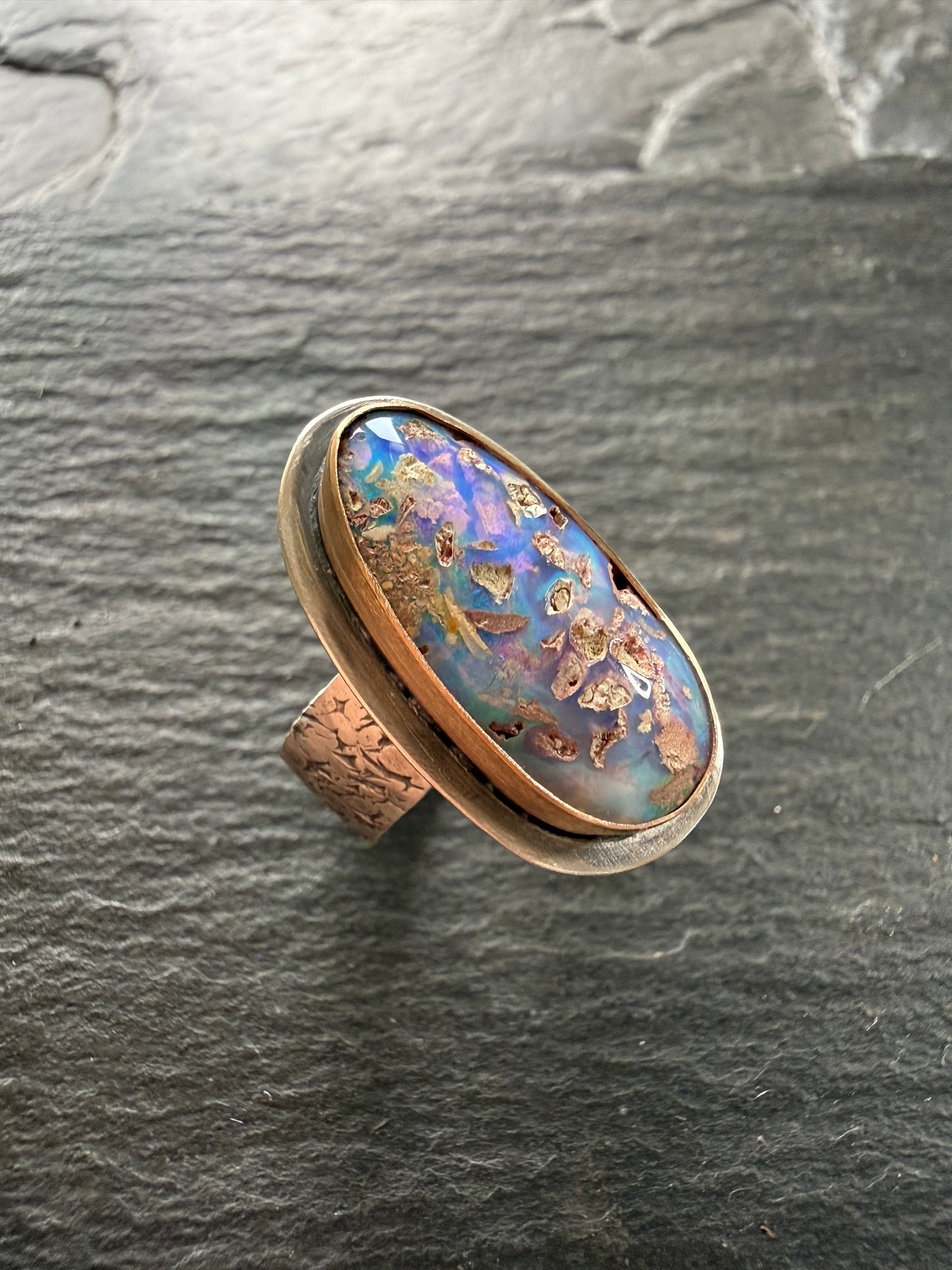 Boulder opal Ring US 6 1/2 UK M 1/2