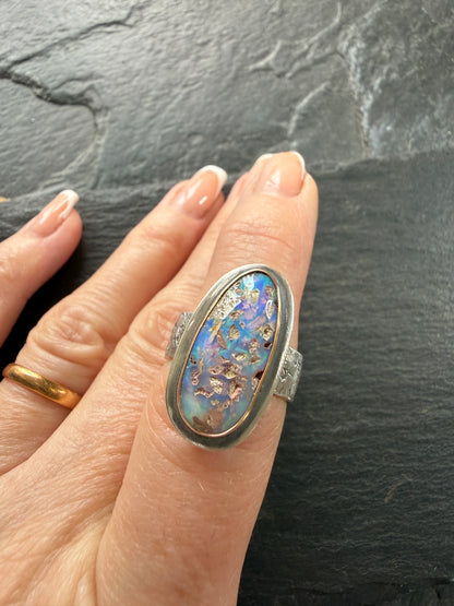 Boulder opal Ring US 6 1/2 UK M 1/2