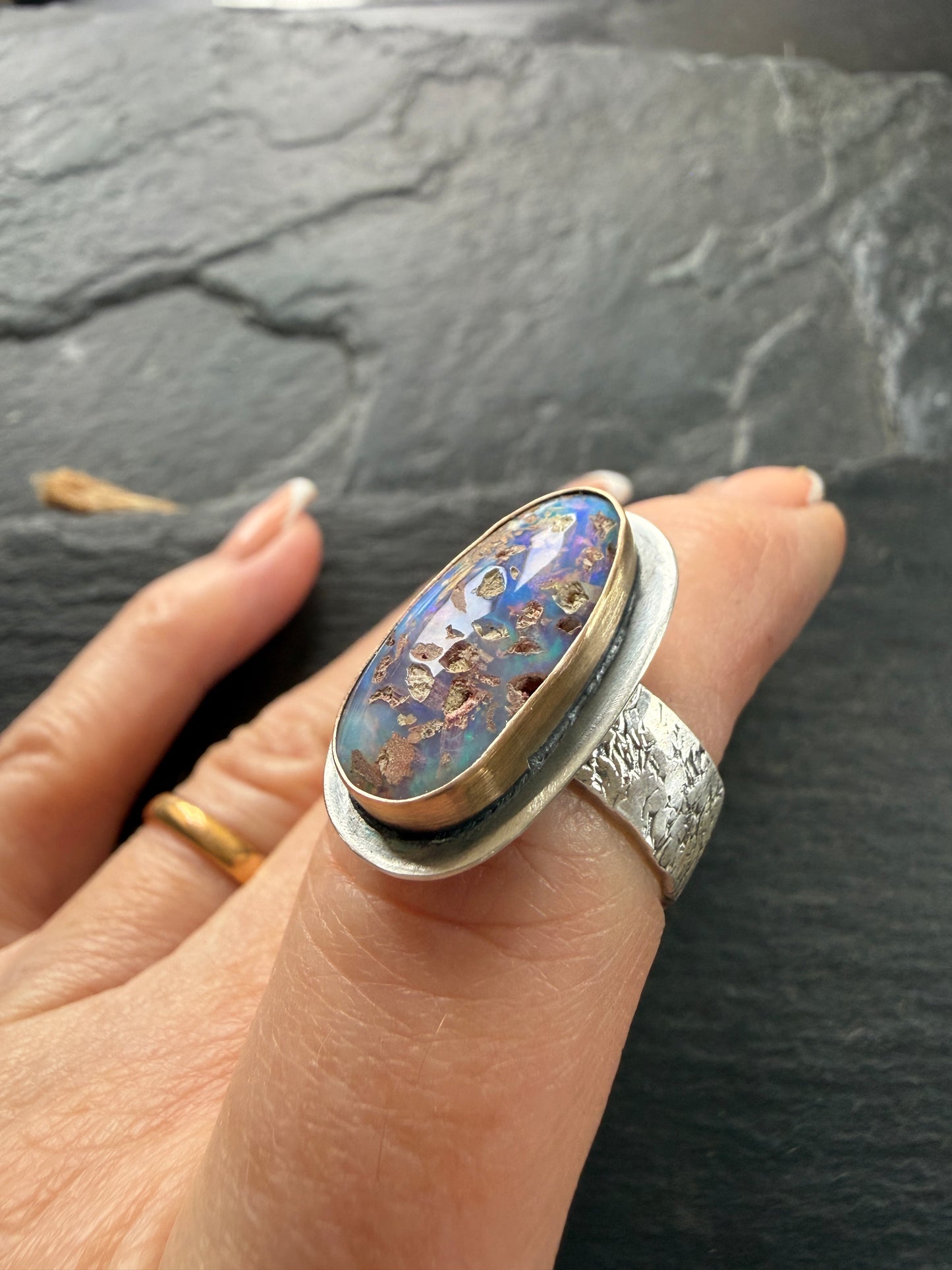 Boulder opal Ring US 6 1/2 UK M 1/2