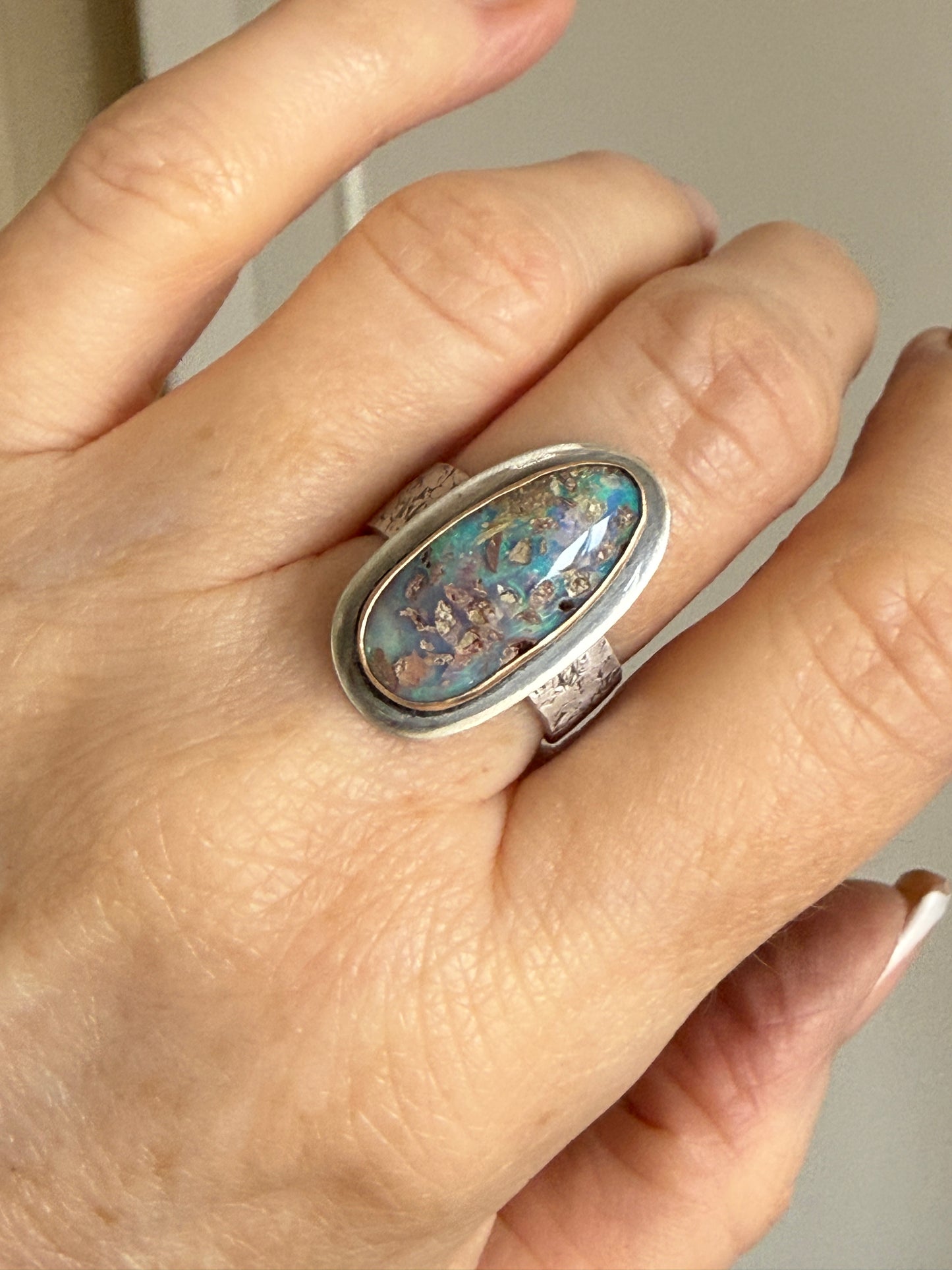 Boulder opal Ring US 6 1/2 UK M 1/2