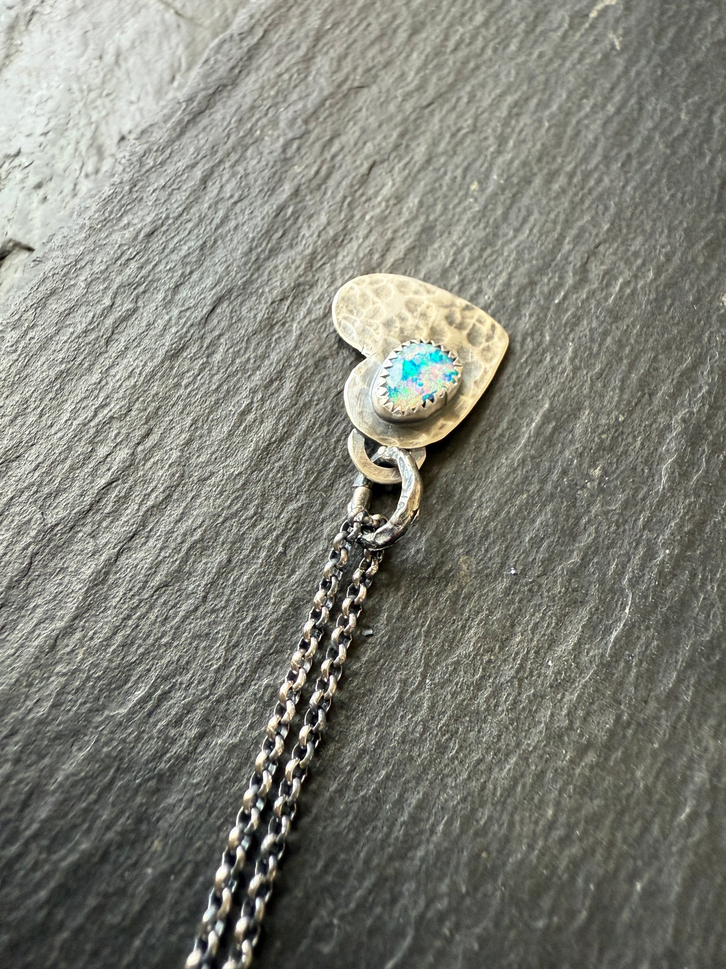 Dainty Heart Pendant with Boulder Opal