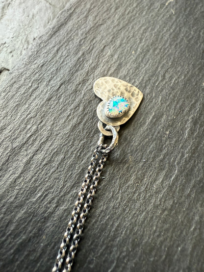 Dainty Heart Pendant with Boulder Opal