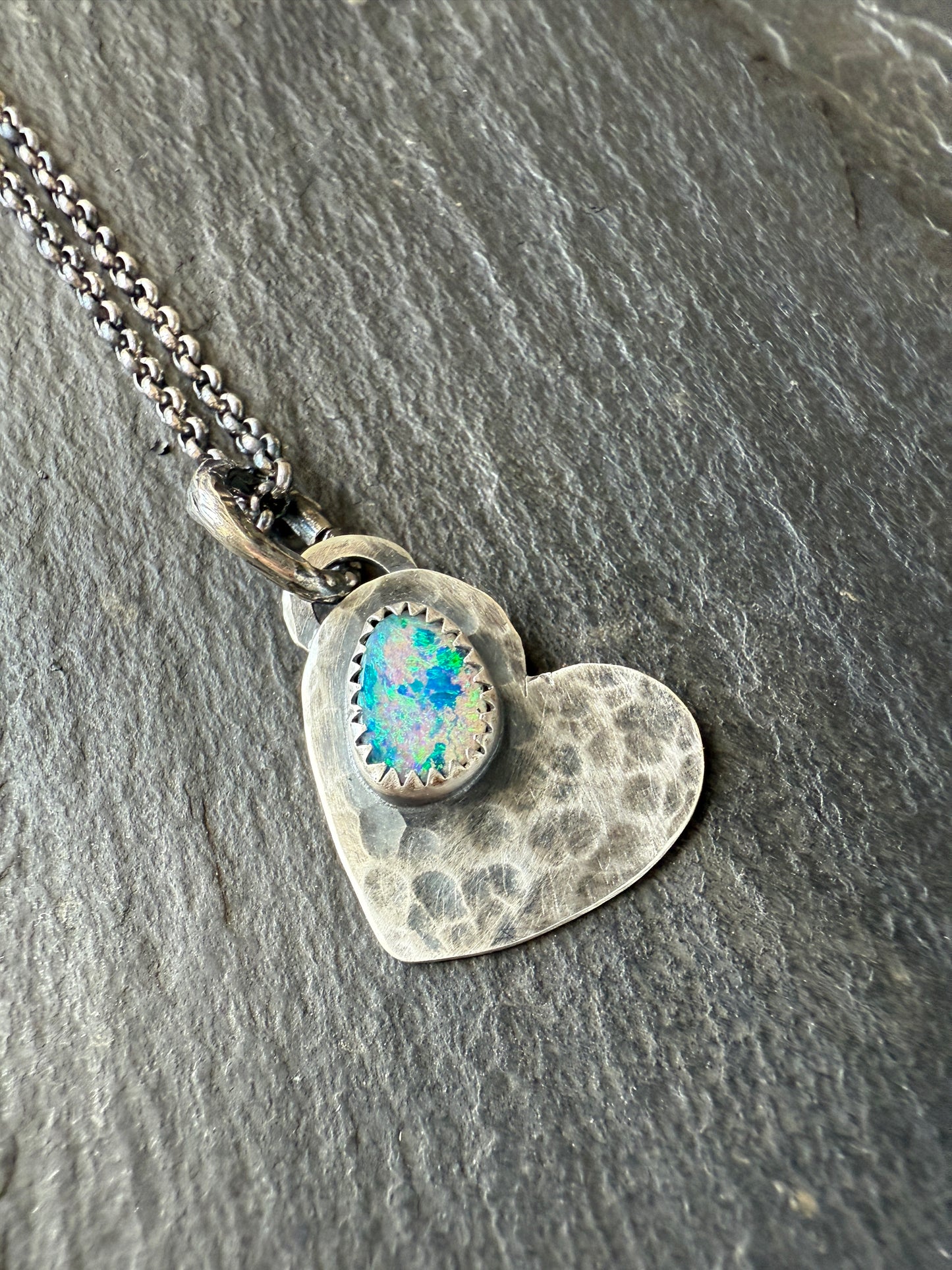 Dainty Heart Pendant with Boulder Opal