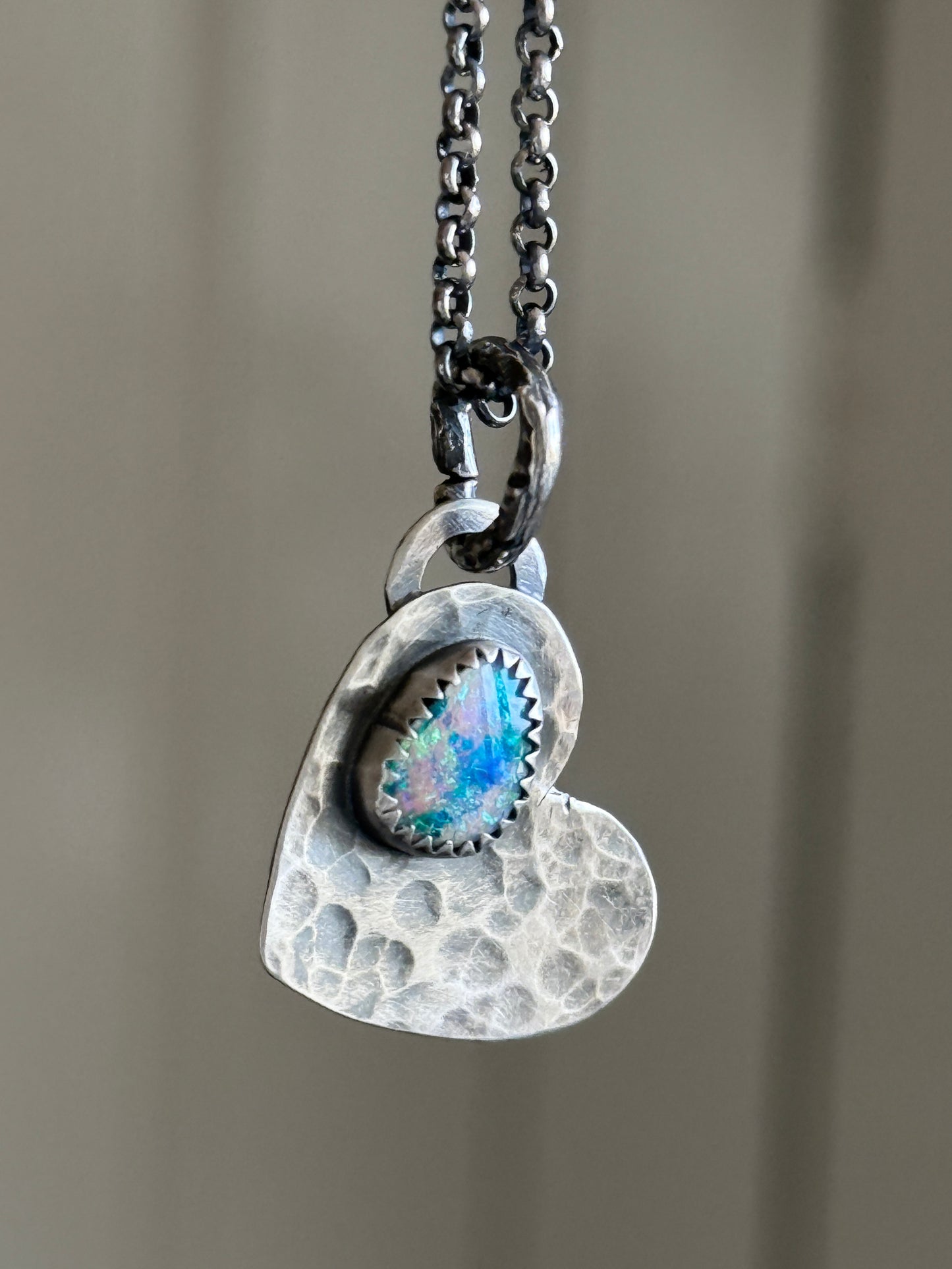 Dainty Heart Pendant with Boulder Opal