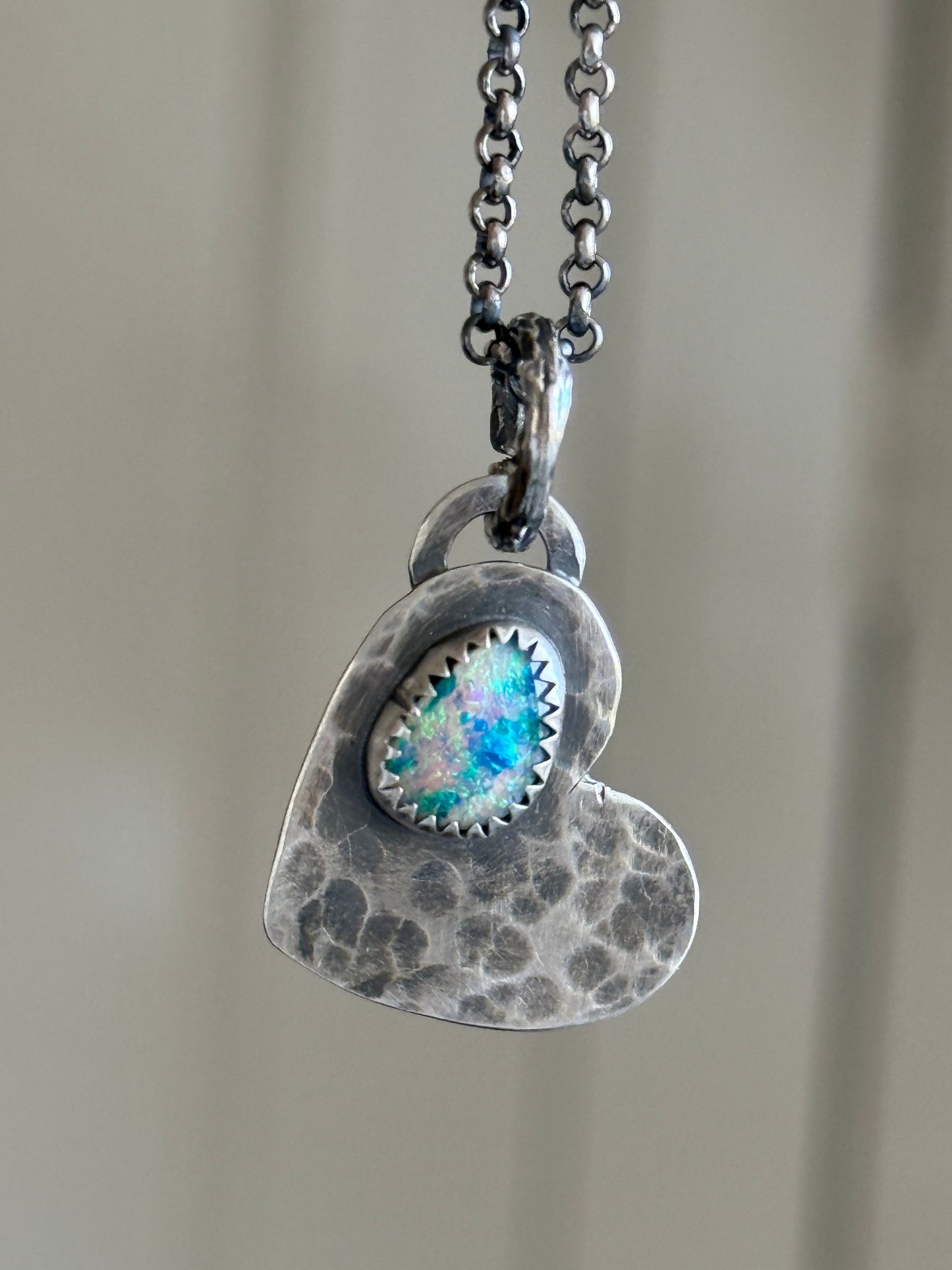 Dainty Heart Pendant with Boulder Opal