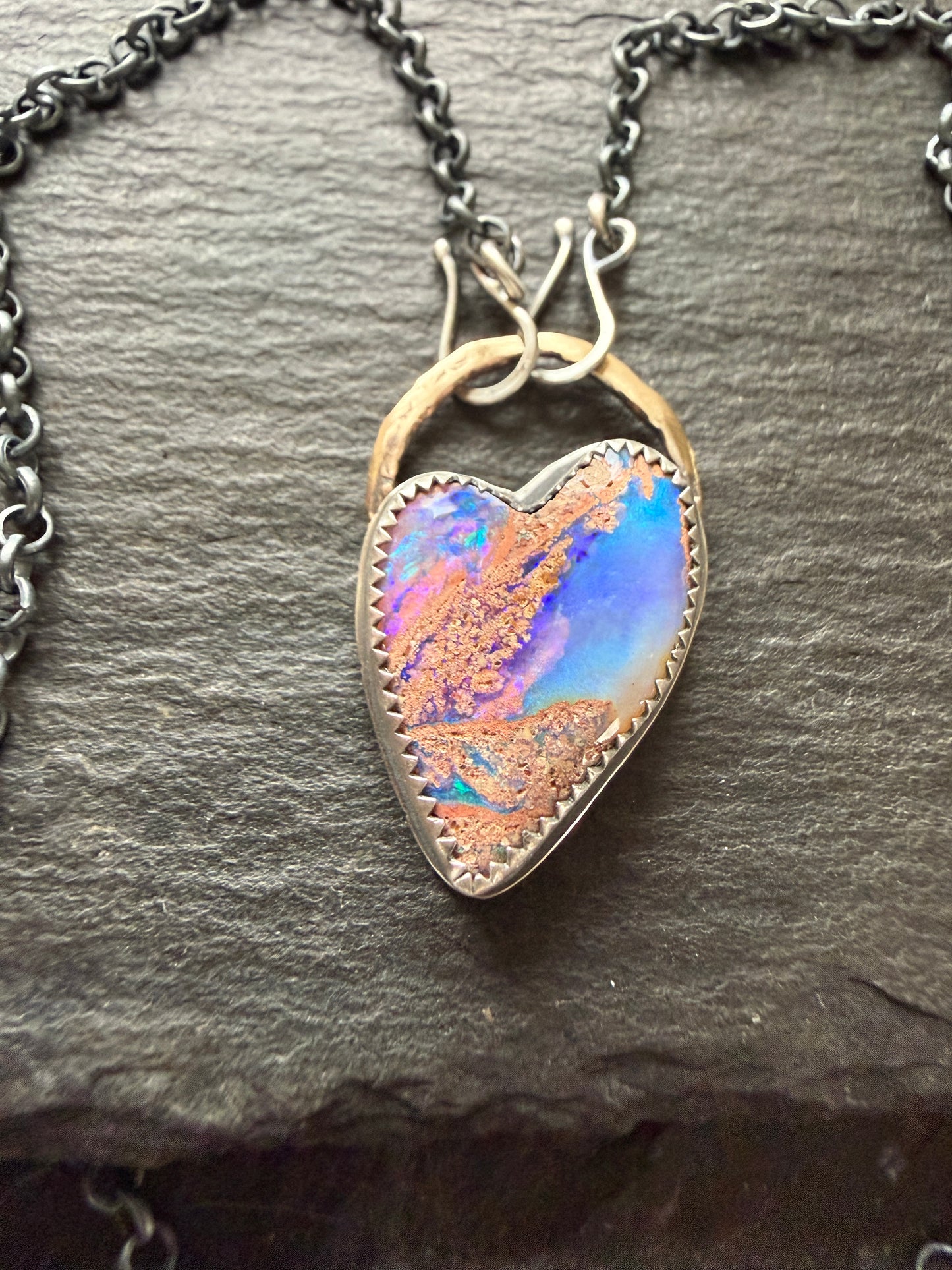 Heart Boulder Opal Pendant