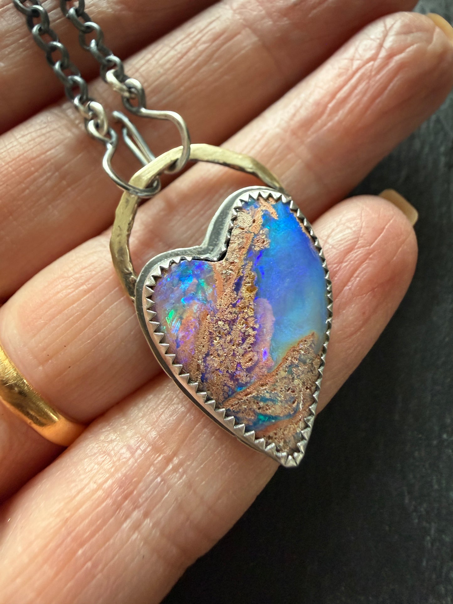 Heart Boulder Opal Pendant