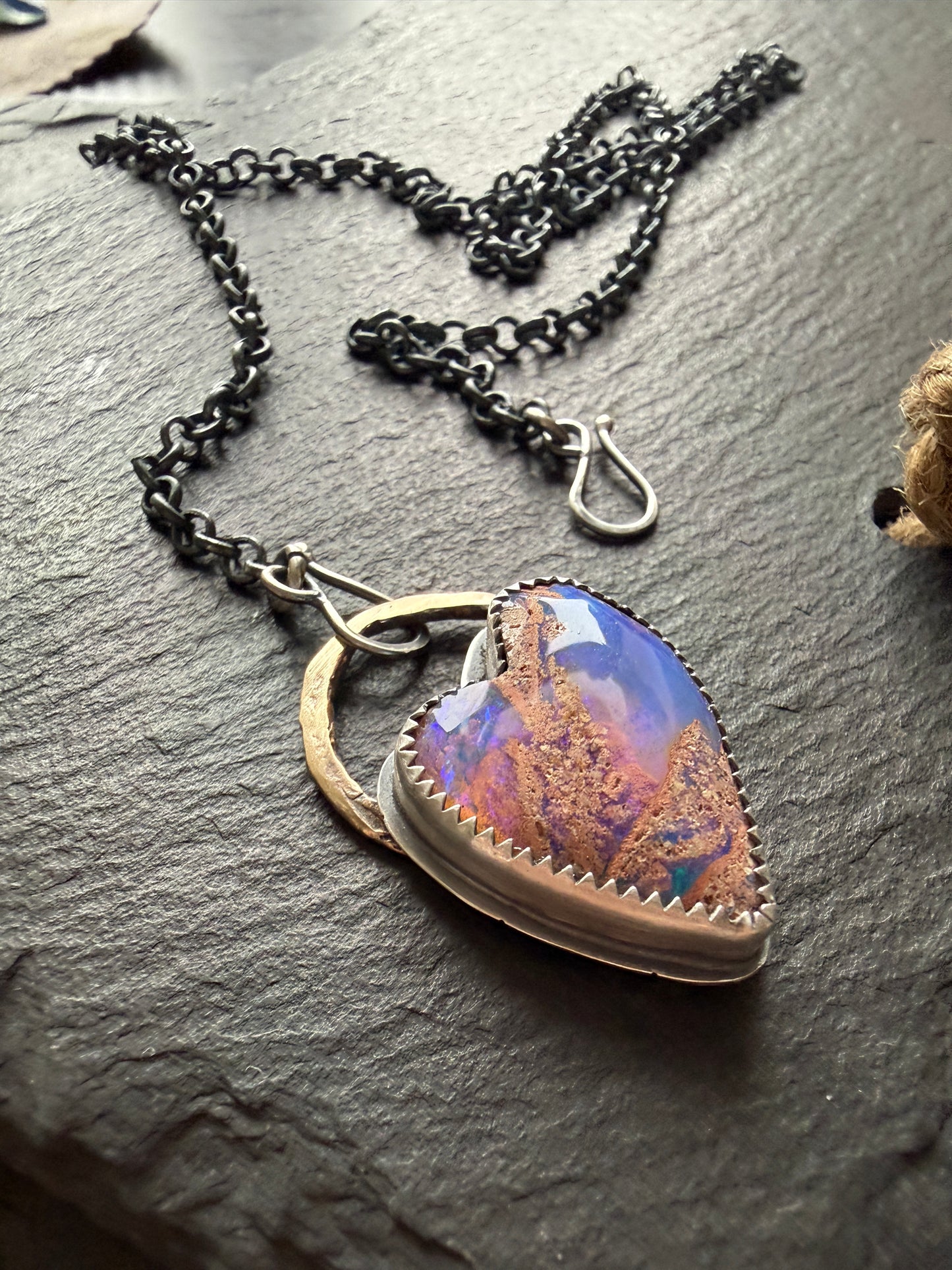 Heart Boulder Opal Pendant