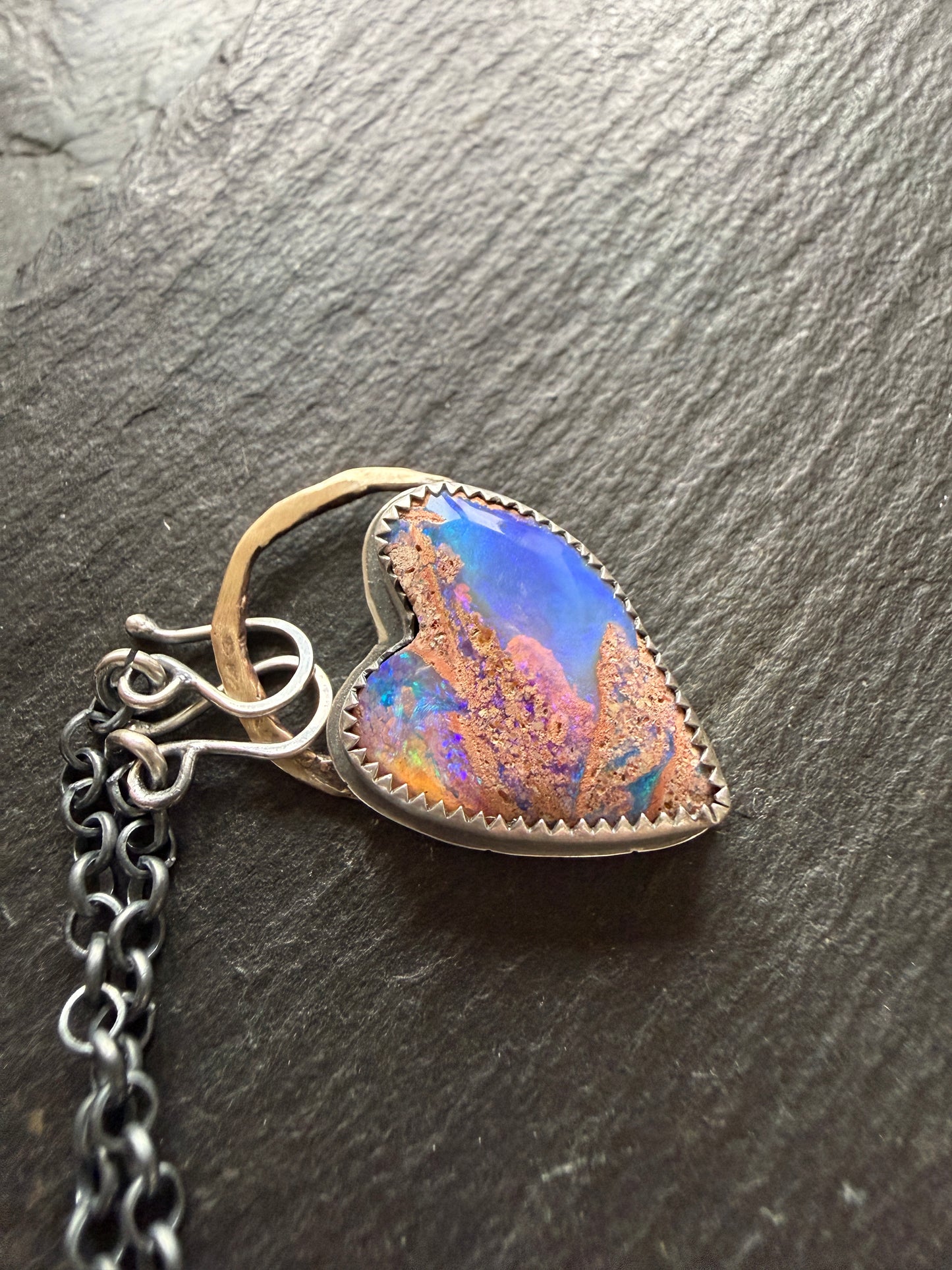 Heart Boulder Opal Pendant
