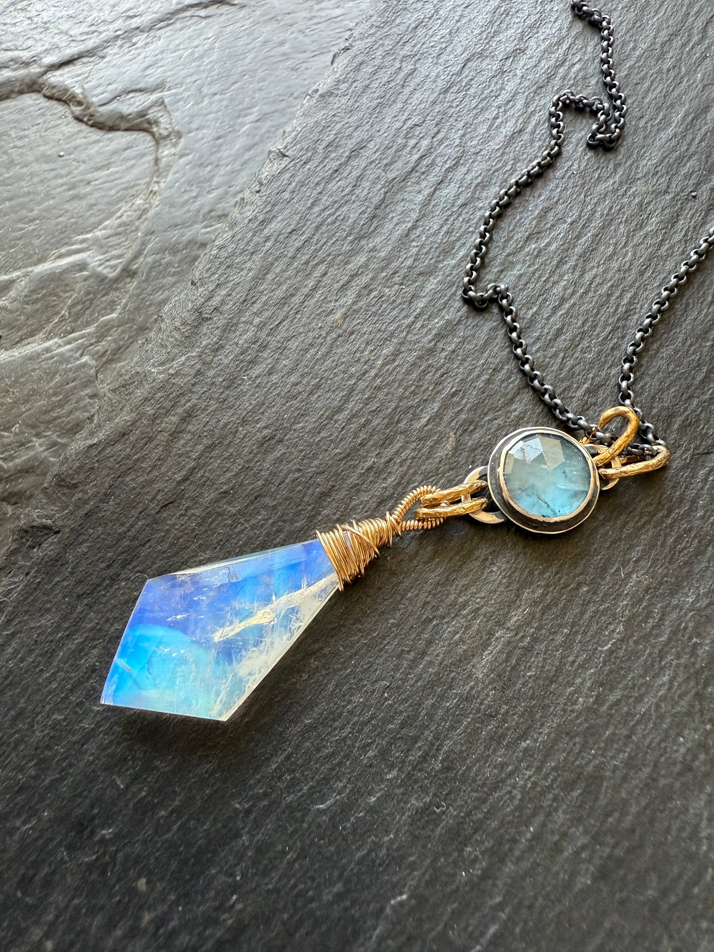 Moonstone and Kyanite Necklace