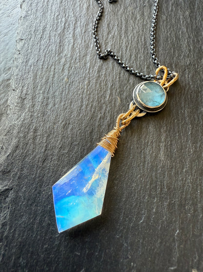 Moonstone and Kyanite Necklace
