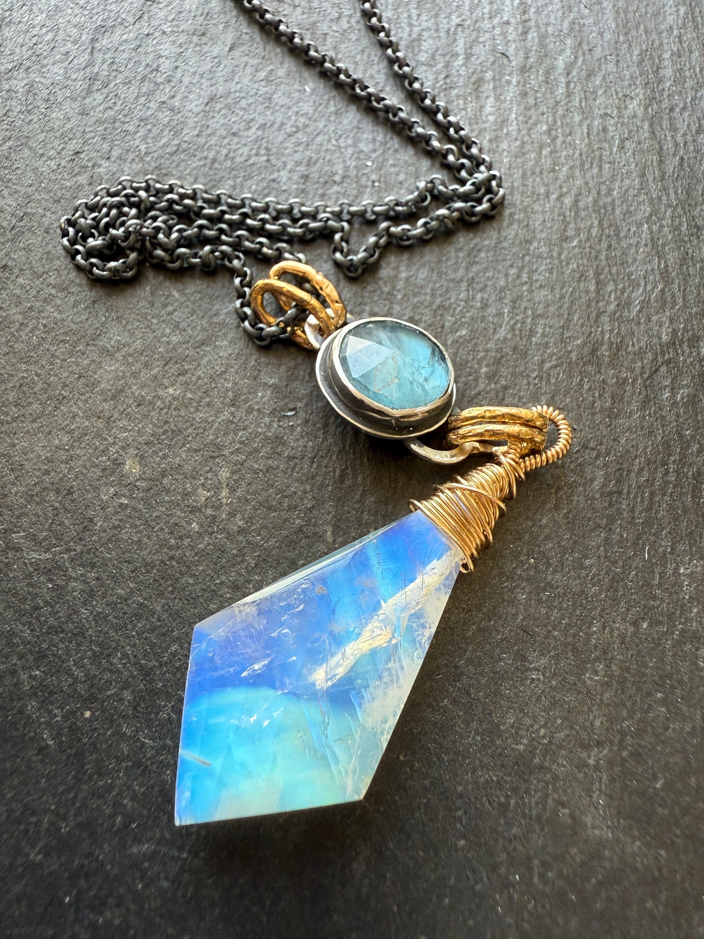 Moonstone and Kyanite Necklace