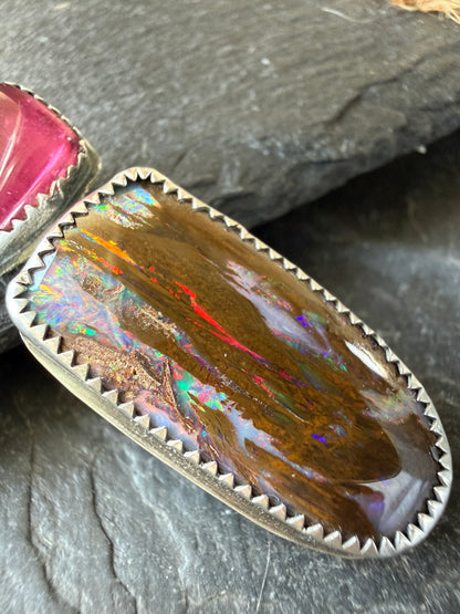Boulder opal & Tourmaline Pendant