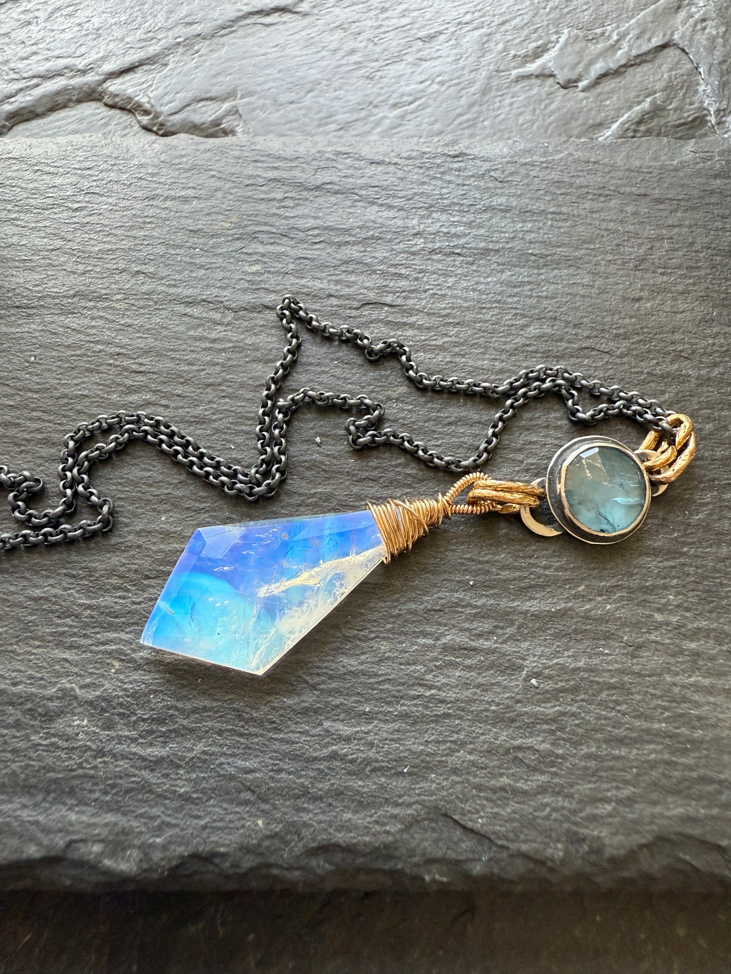 Moonstone and Kyanite Necklace