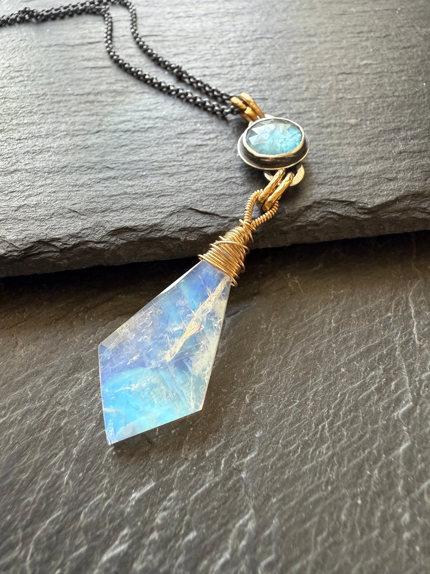 Moonstone and Kyanite Necklace