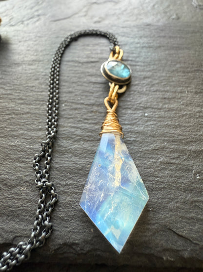 Moonstone and Kyanite Necklace