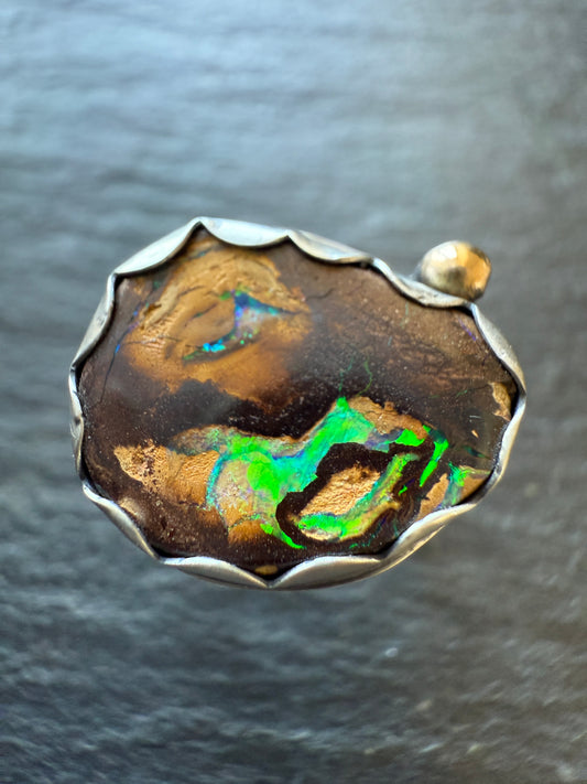 Gold and Silver Opal Ring