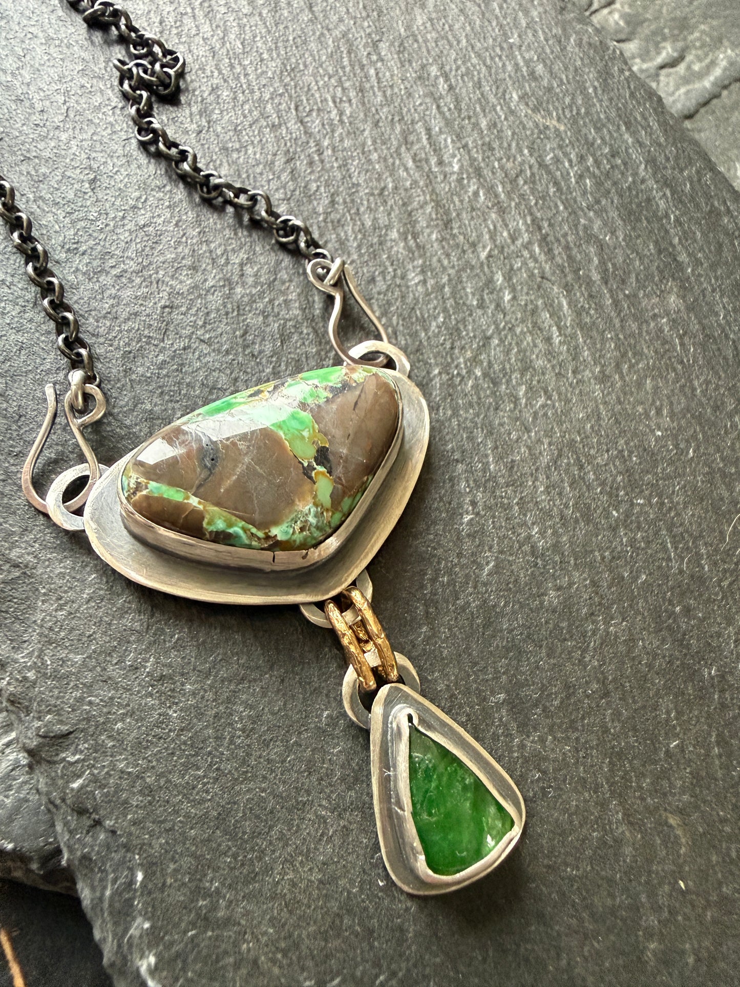 Variscite Turquoise & Vesuvianite Necklace