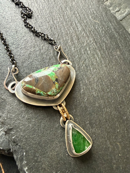 Variscite Turquoise & Vesuvianite Necklace