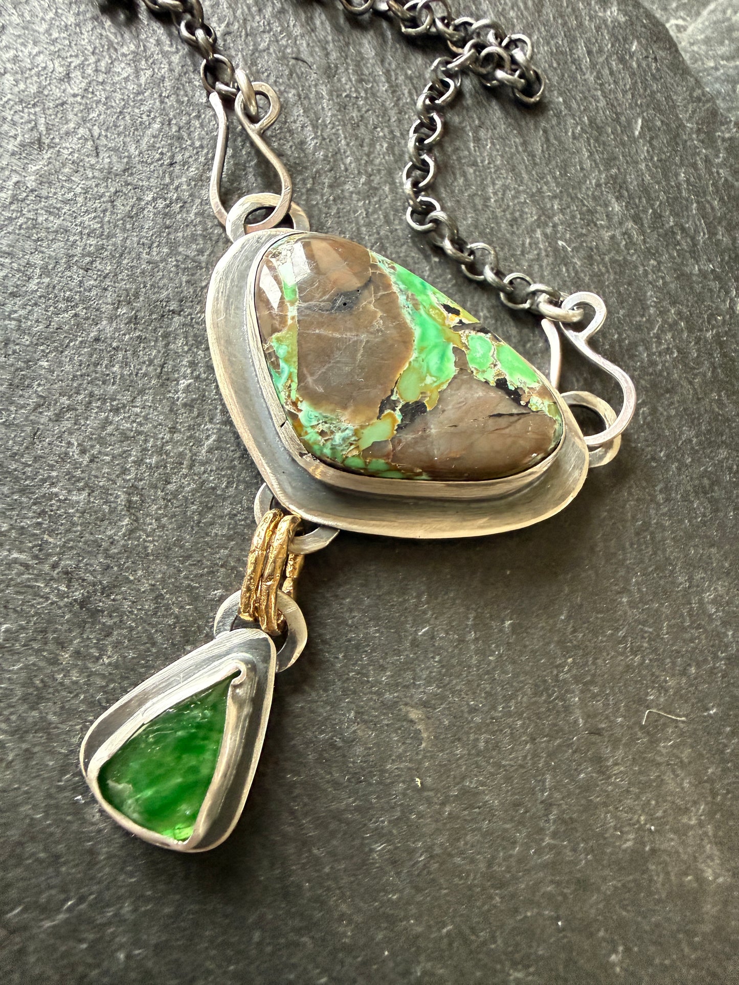Variscite Turquoise & Vesuvianite Necklace